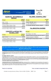 Disposals & Fill Bin Price Sheet